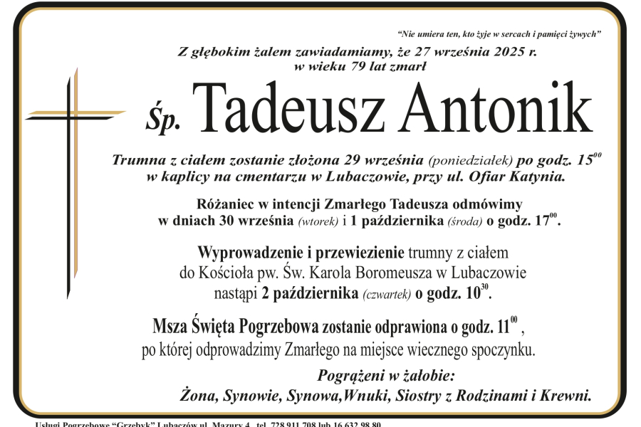 Zmarł Tadeusz Antonik [79 lat]